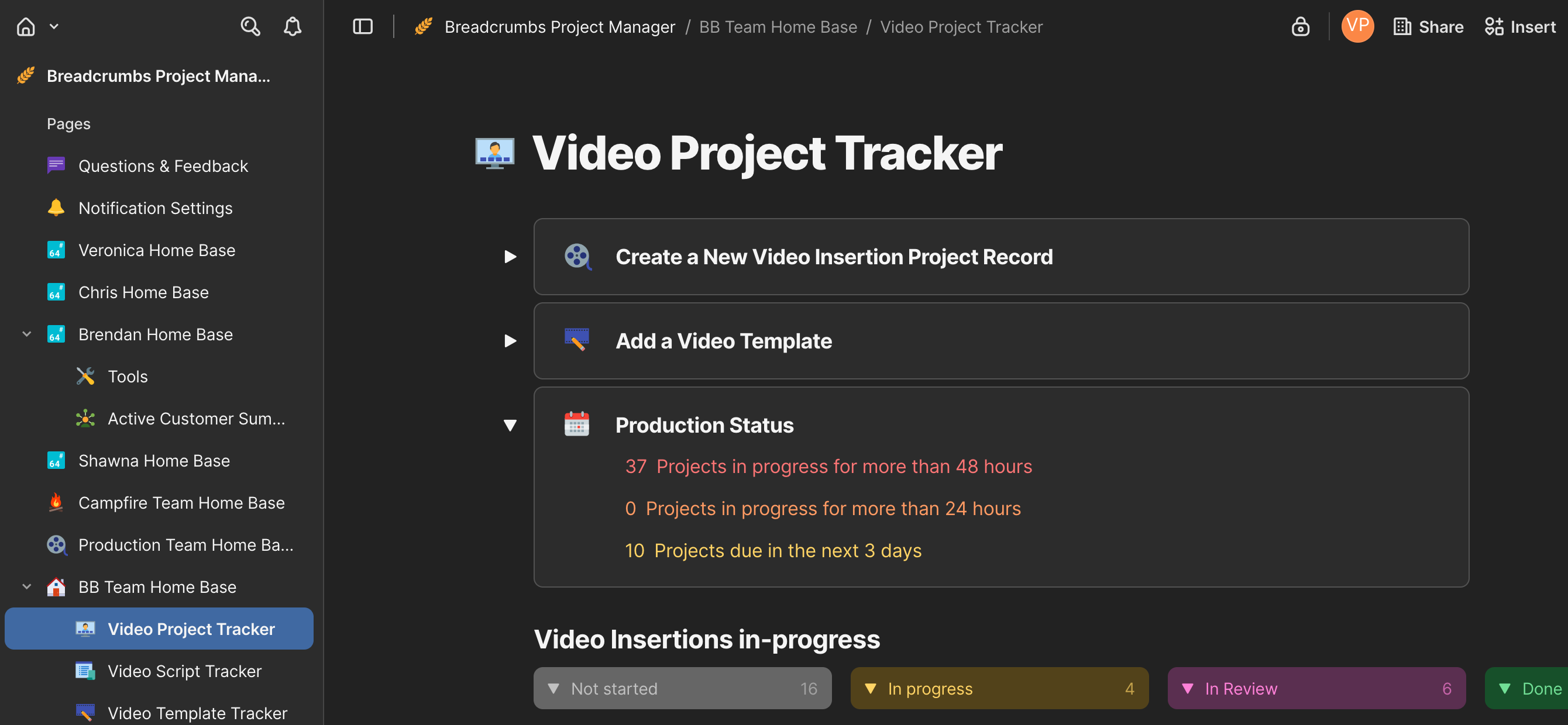 Breadcrumbs - Project Management